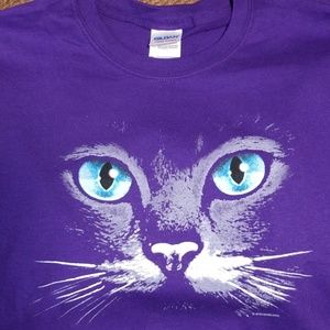 Purple T shirt Blue Cat Eyes XLarge New